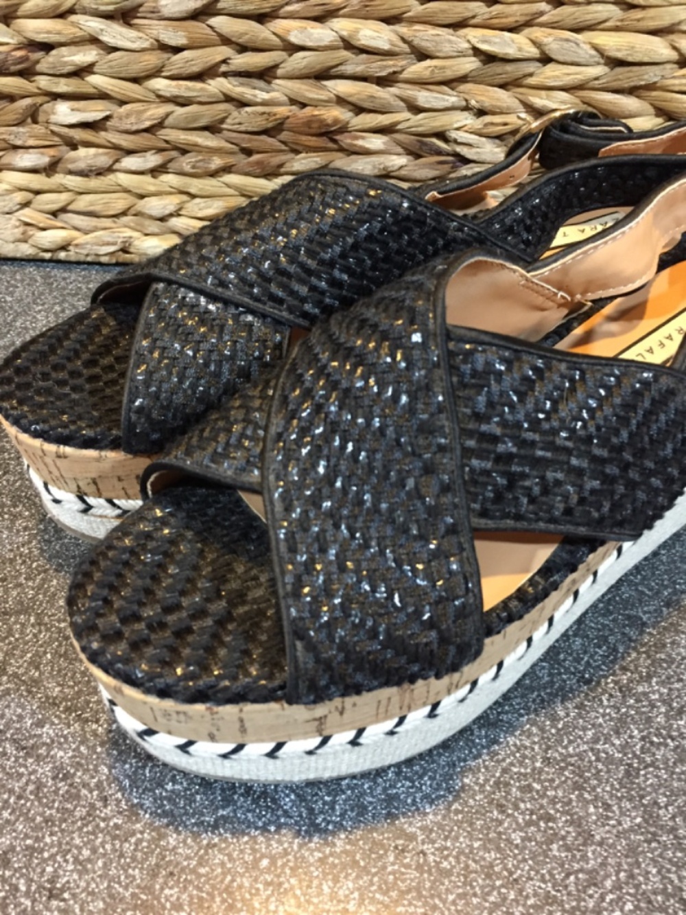 Zara Trafaluc Black Woven Platform Sandals - Picture 13 of 15